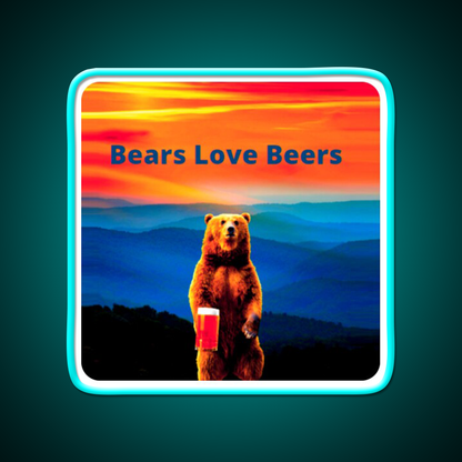 Bears Love Beers Beer Bar Decor Led Neon Sign Rgb Color - Size and dimension reference