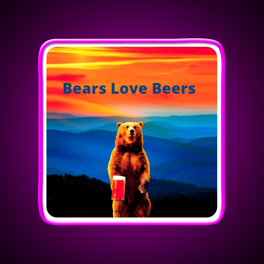 Bears Love Beers Beer Bar Decor Led Neon Sign Rgb Color - Neon sign mounted on wall in room
