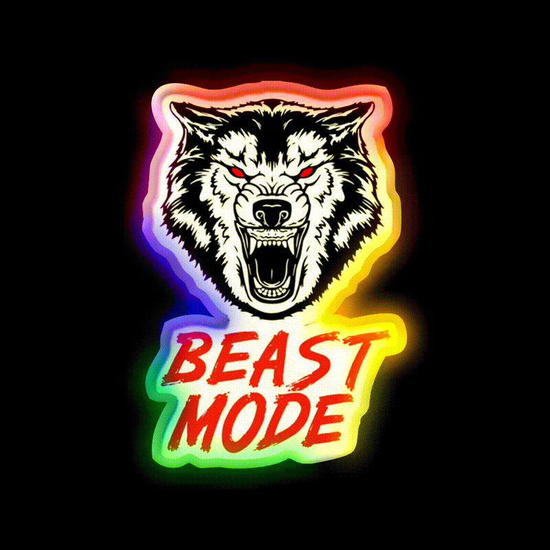 Beast Mode Gym Fitness Wolf Gym Fitness Led Neon Sign Rgb Color
