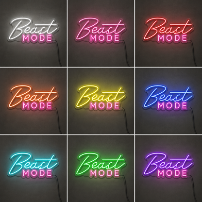 Beast Mode Wall Decor LED Neon Sign color grid
