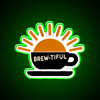 Beautiful Brew Tiful Morning Cafe Led Neon Sign Espresso Bar Art Rgb Color