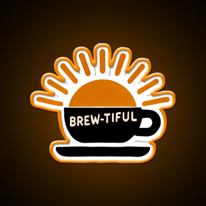 Beautiful Brew Tiful Morning Cafe Led Neon Sign Espresso Bar Art Rgb Color