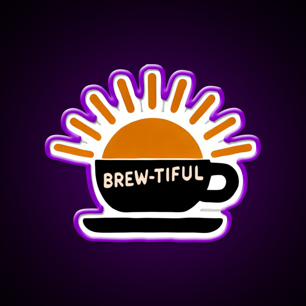 Beautiful Brew Tiful Morning Cafe Led Neon Sign Espresso Bar Art Rgb Color