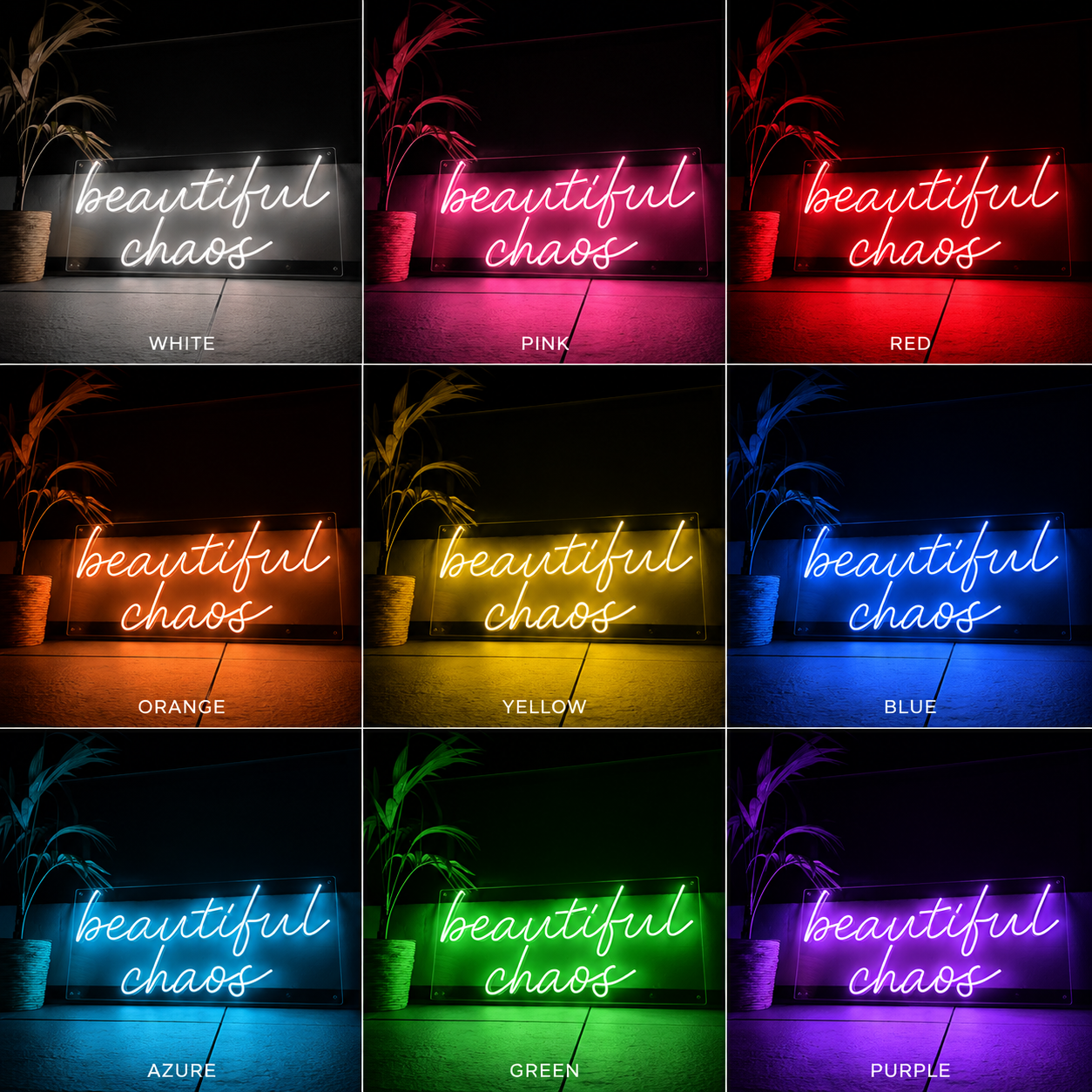 Beautiful Chaos LED Neon Sign - 05 Color Grid