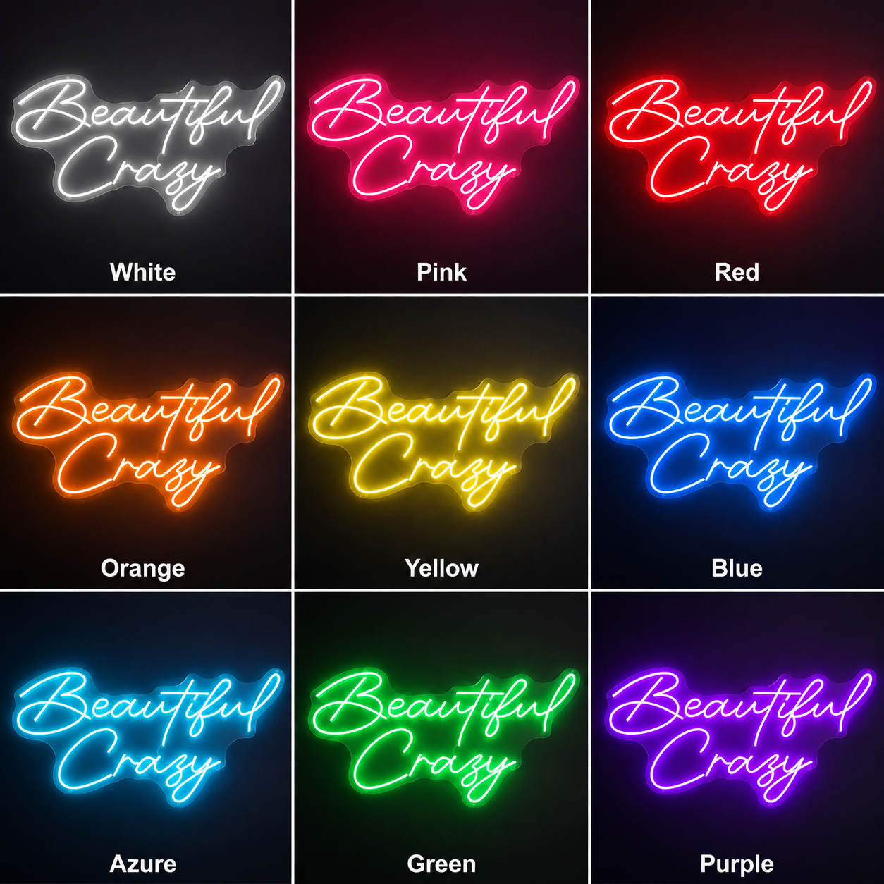 Beautiful Crazy LED Neon Sign - 05 Color Grid