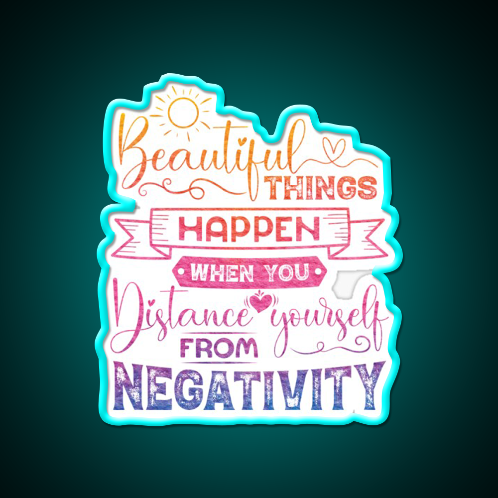 Beautiful Things Happen When You Distance Yourself Yoga Led Neon Sign Rgb Color