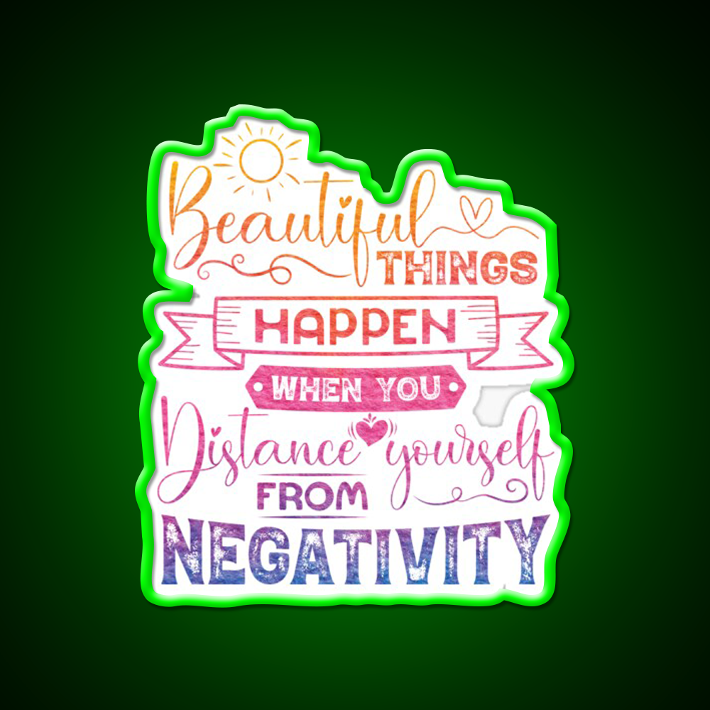 Beautiful Things Happen When You Distance Yourself Yoga Led Neon Sign Rgb Color