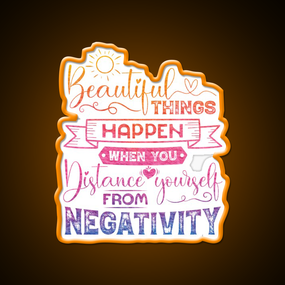 Beautiful Things Happen When You Distance Yourself Yoga Led Neon Sign Rgb Color