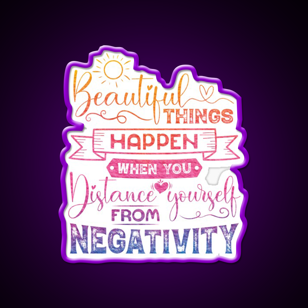 Beautiful Things Happen When You Distance Yourself Yoga Led Neon Sign Rgb Color