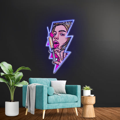 Beautiful Woman Is Holding An Injection Led Neon Sign Light Custom Led Signs