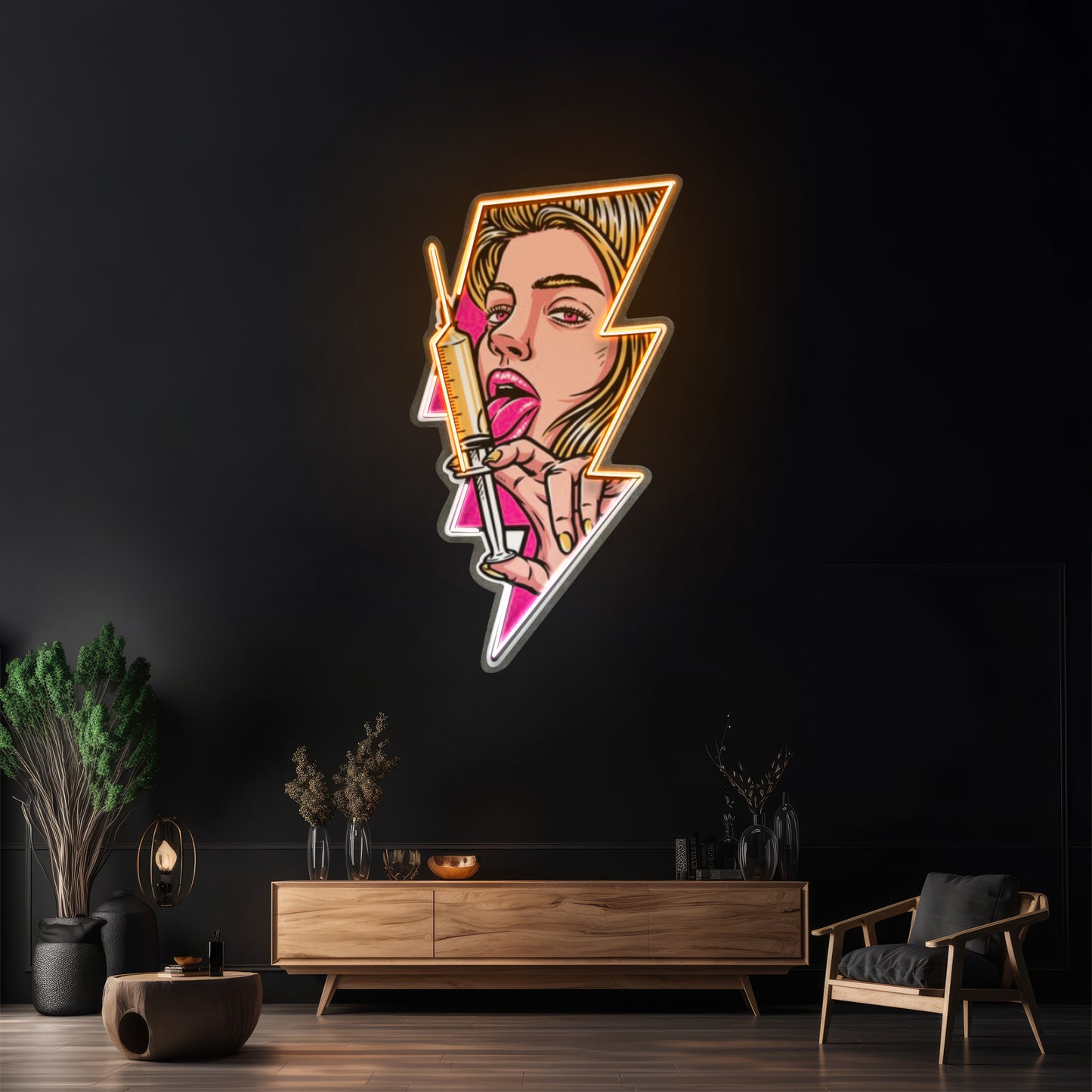 Beautiful Woman Is Holding An Injection Led Neon Sign Light Custom Led Signs