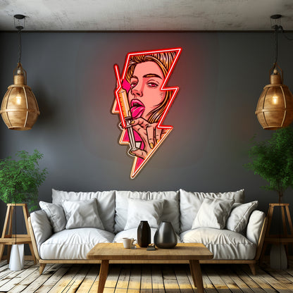 Beautiful Woman Is Holding An Injection Led Neon Sign Light Custom Led Signs