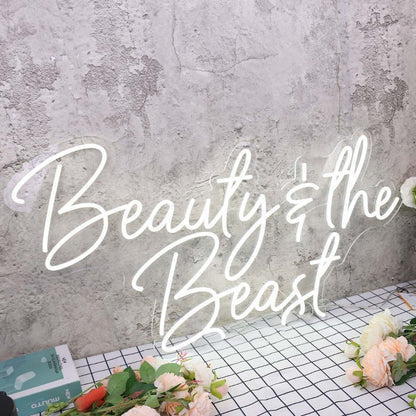 Beauty And The Beast White Led Neon Sign - Shineneon