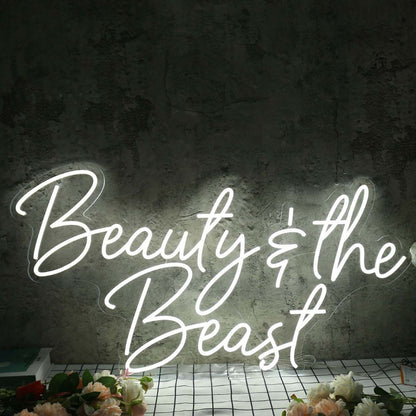 Beauty And The Beast White Led Neon Sign - Shineneon