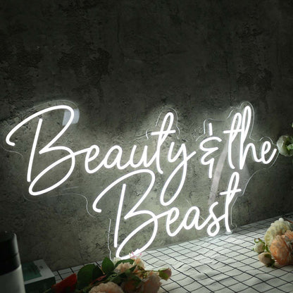 Beauty And The Beast White Led Neon Sign - Shineneon