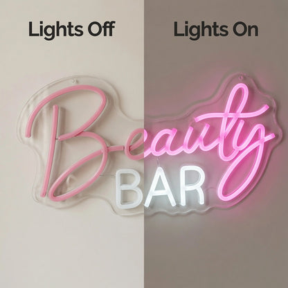 Beauty Bar LED Neon Sign - 06 Day Night Comparison