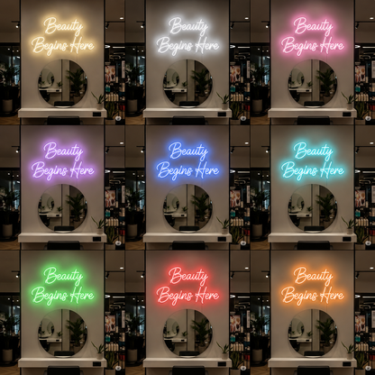 Beauty Begins Here LED Neon Sign - 05 Color Grid