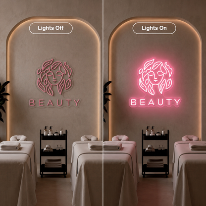 Beauty LED Neon Sign Wall Neon Sign - 06 Day Night Comparison