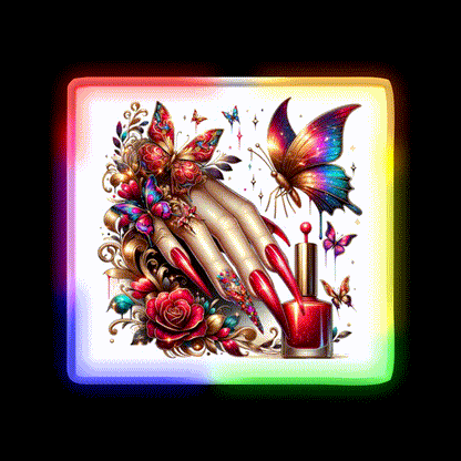 Beauty Of Butterfly And Nail Art Nail Salon Led Neon Sign Rgb Color - LED neon sign close-up detail