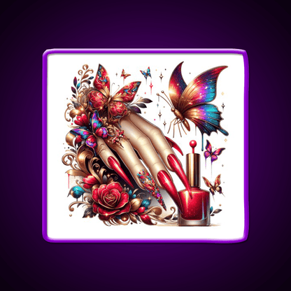 Beauty Of Butterfly And Nail Art Nail Salon Led Neon Sign Rgb Color - Shineneon