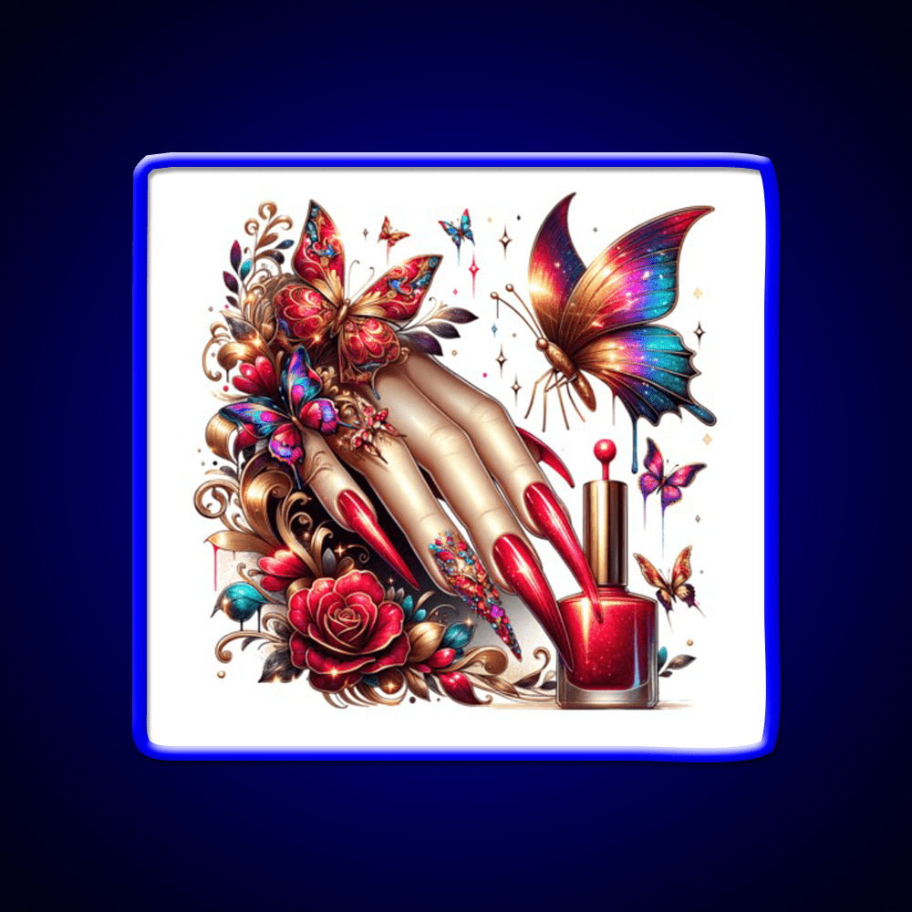 Beauty Of Butterfly And Nail Art Nail Salon Led Neon Sign Rgb Color - Shineneon