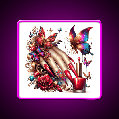 Beauty Of Butterfly And Nail Art Nail Salon Led Neon Sign Rgb Color - Shineneon