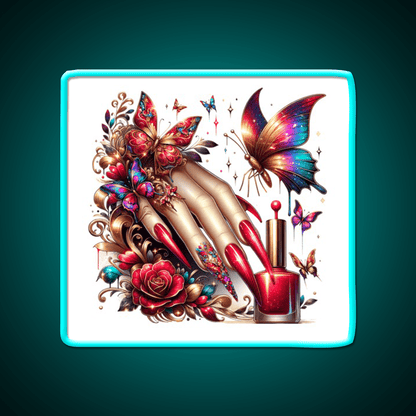Beauty Of Butterfly And Nail Art Nail Salon Led Neon Sign Rgb Color - Shineneon