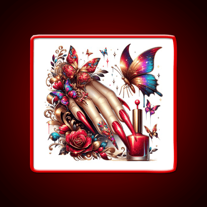 Beauty Of Butterfly And Nail Art Nail Salon Led Neon Sign Rgb Color - Shineneon