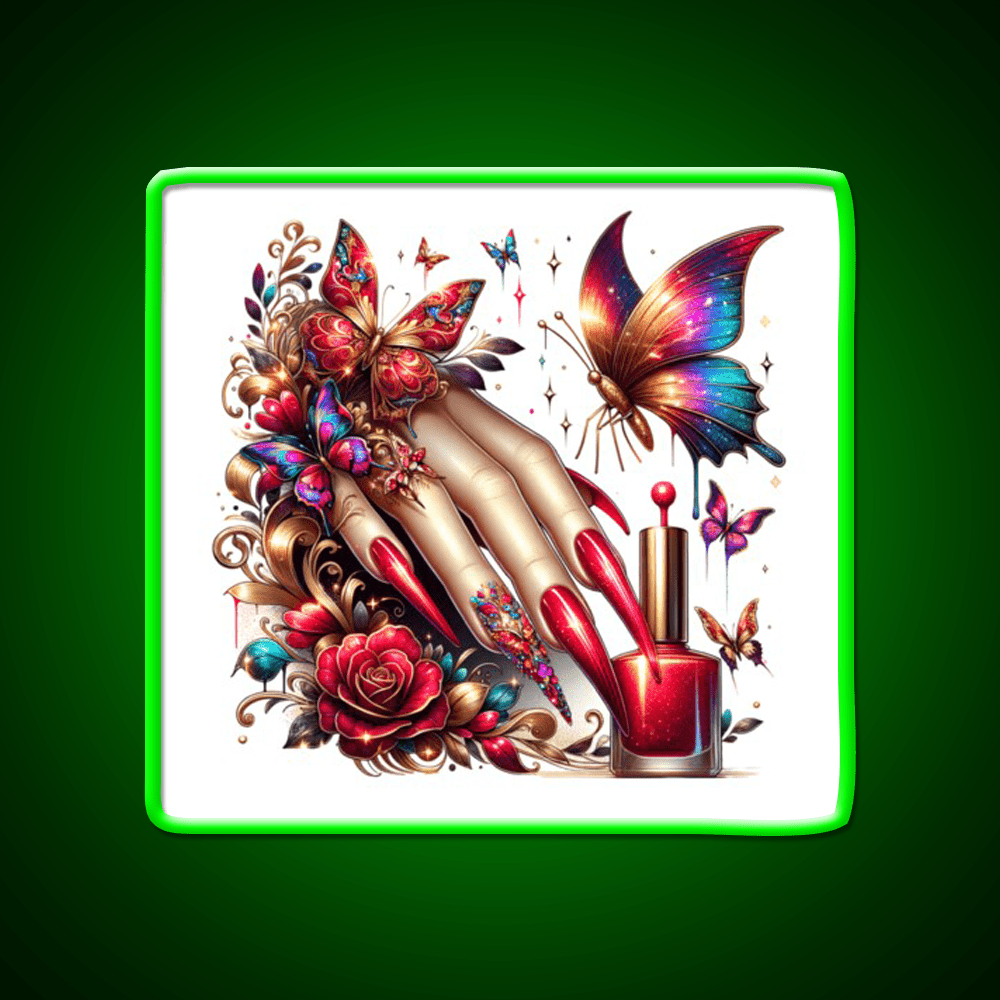 Beauty Of Butterfly And Nail Art Nail Salon Led Neon Sign Rgb Color - Shineneon