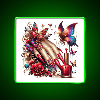 Beauty Of Butterfly And Nail Art Nail Salon Led Neon Sign Rgb Color - Shineneon