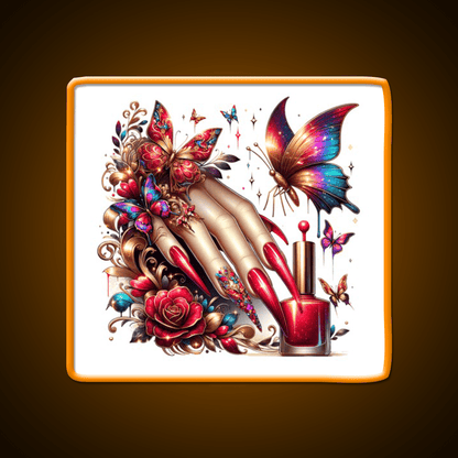 Beauty Of Butterfly And Nail Art Nail Salon Led Neon Sign Rgb Color - Shineneon