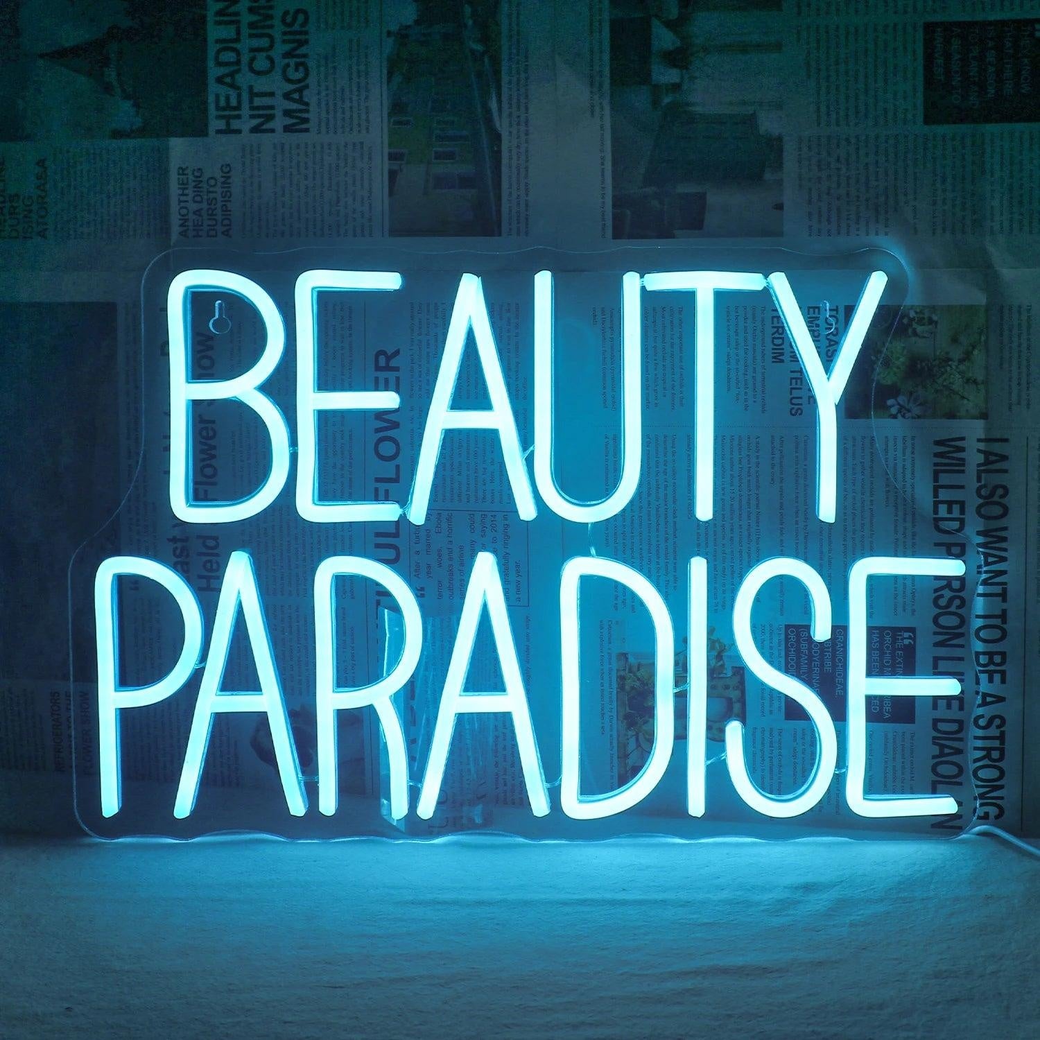 Beauty Paradise Light Blue Text Led Neon Sign For Beauty Salon Home Decor | Shineneon