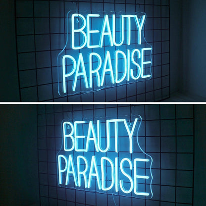 Beauty Paradise Light Blue Text Led Neon Sign For Beauty Salon Home Decor | Shineneon