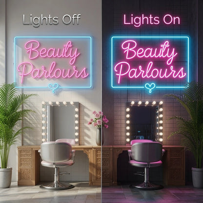 Beauty Parlours Wall Decor LED Neon Sign - 06 Day Night Comparison