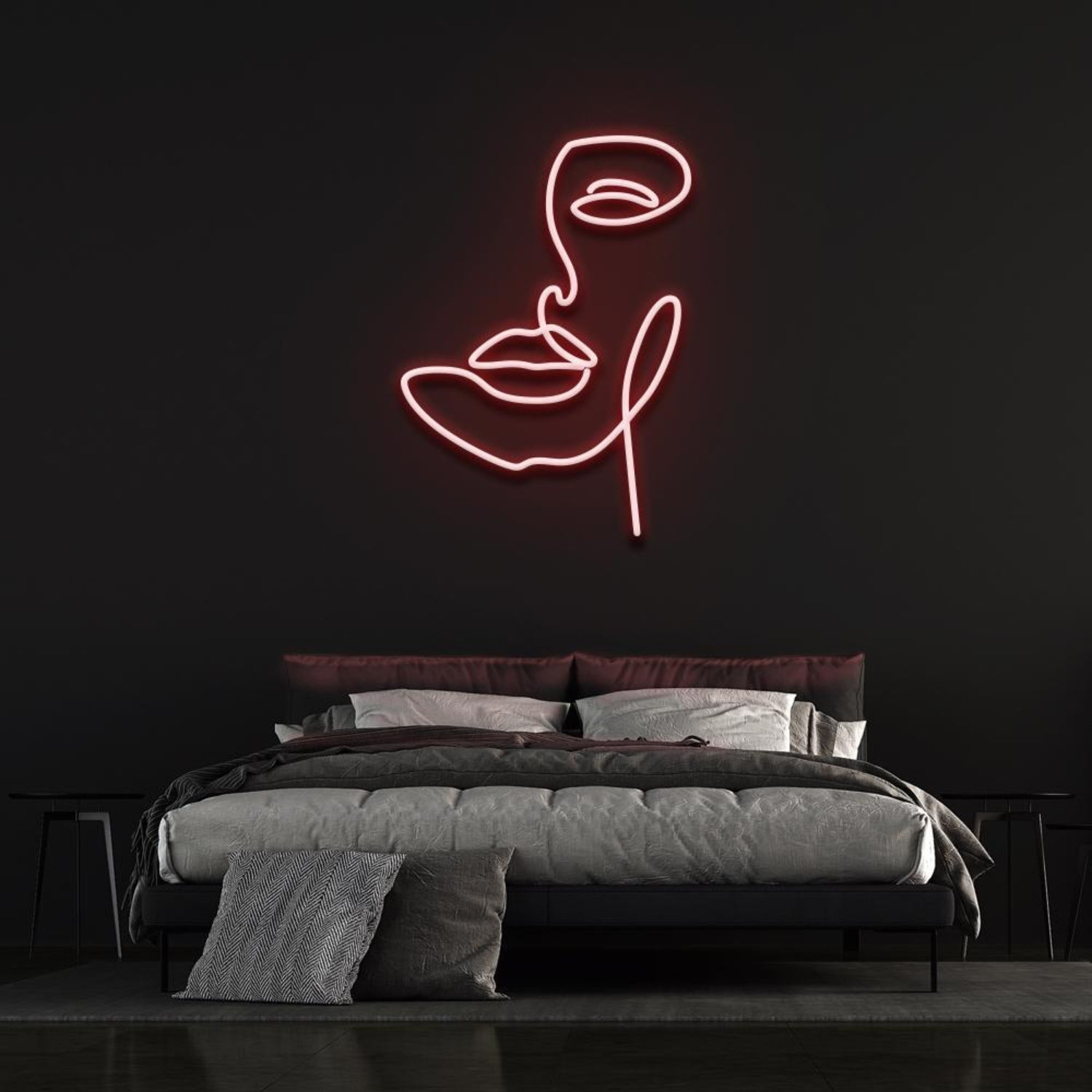 Beauty Purple Abstract Face Silhouette Led Neon Sign For Bedroom Wall Decor | Shineneon