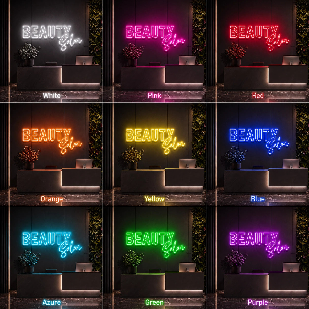 Beauty Salon LED Neon Sign - 05 Color Grid