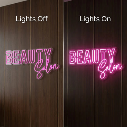 Beauty Salon LED Neon Sign Home Wall Art - 06 Day Night Comparison