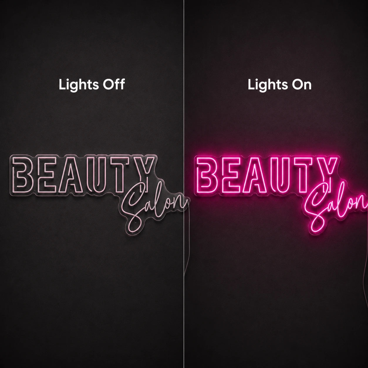 Beauty Salon LED Neon Sign Wall Neon Sign - 06 Day Night Comparison