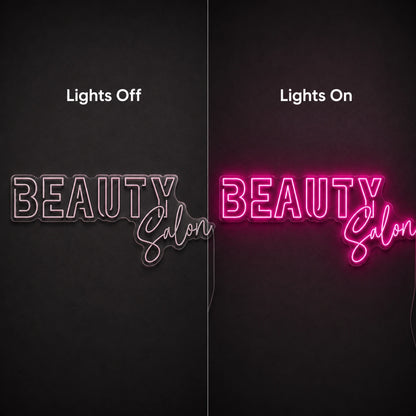 Beauty Salon LED Neon Sign Wall Neon Sign - 06 Day Night Comparison