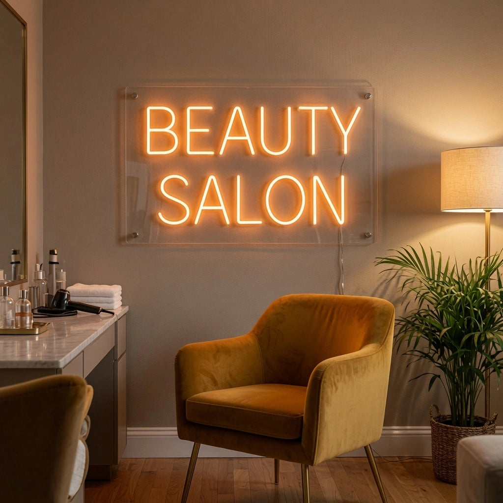 Beauty Salon Wall Decor LED Neon Sign - 03 Real Lifestyle Scene