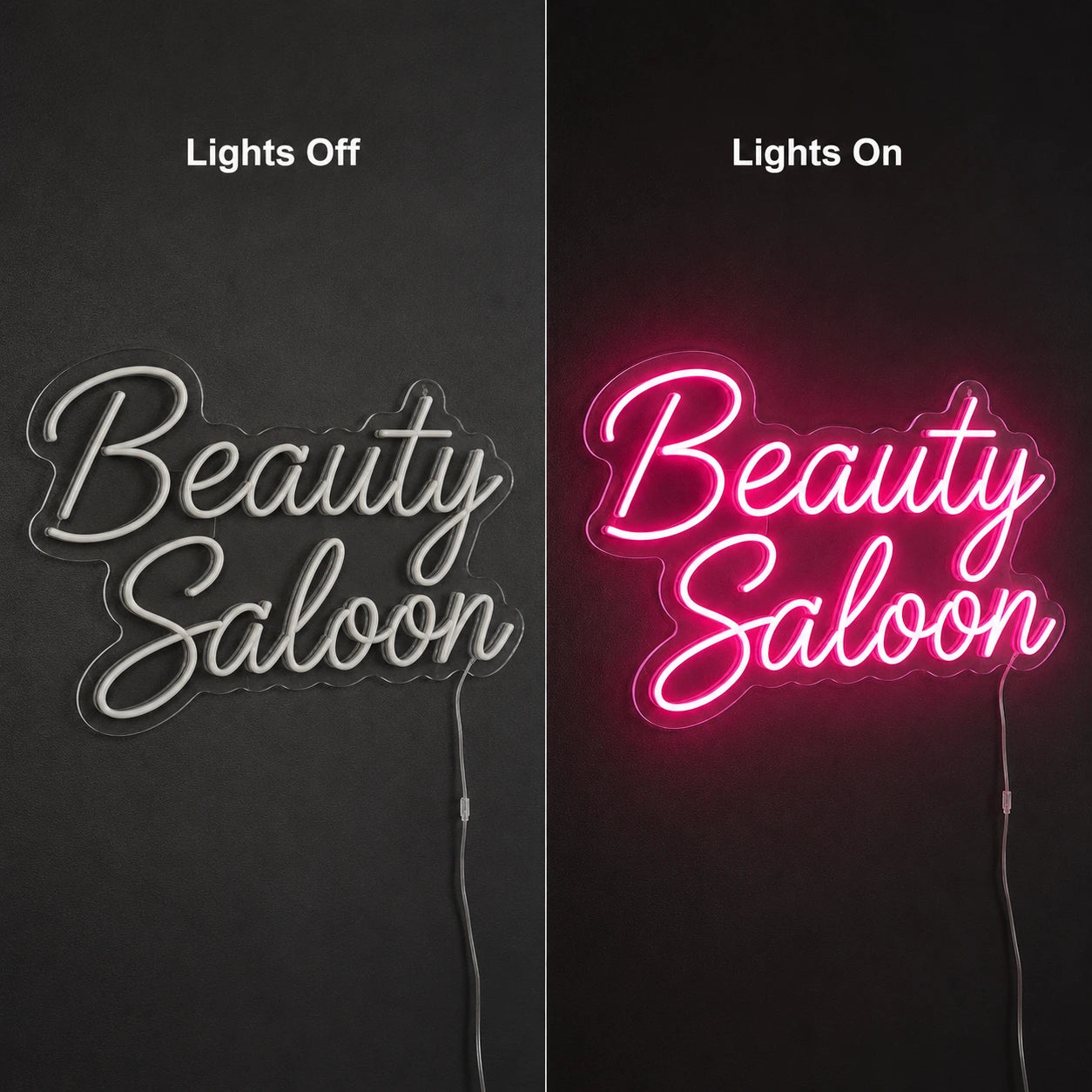 Beauty Saloon LED Neon Sign - 06 Day Night Comparison