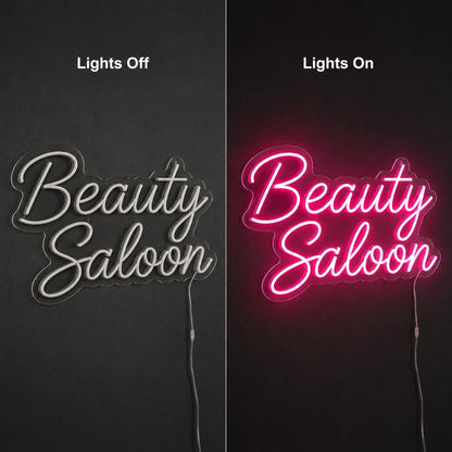 Beauty Saloon LED Neon Sign - 06 Day Night Comparison