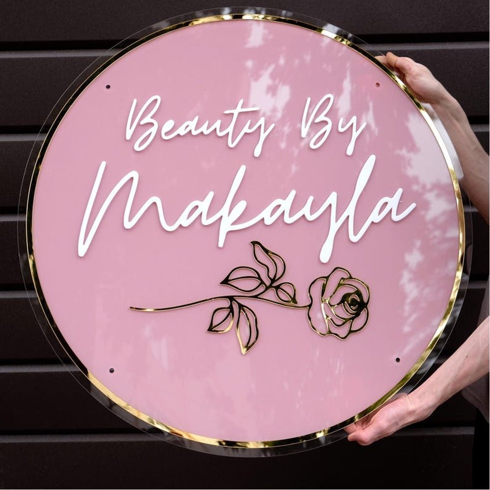Beauty With Rose Acrylic Business Logo Sign - Shineneon