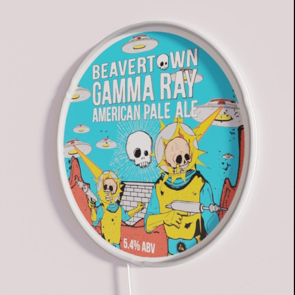 Beavertown Brewery Neck Oil Rgb Led Neon Sign - Neon sign mounted on wall in room