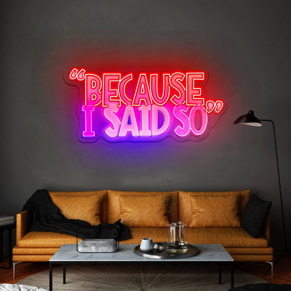 Because I Said So Multicolor Neon Signs For Sale - Shineneon