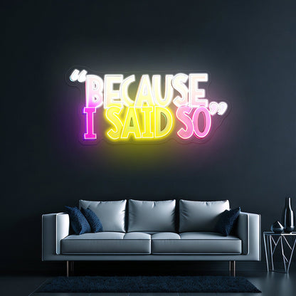 Because I Said So Multicolor Neon Signs For Sale - Shineneon