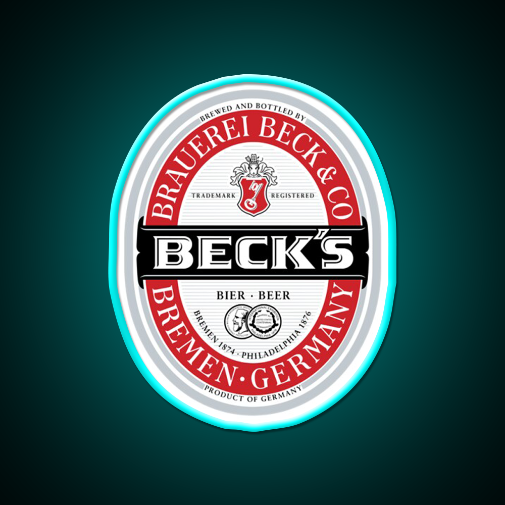 Beck Beer Logo Local Beer Brewery Logo Beer Bar Decor Led Neon Sign Rgb Color - Size and dimension reference