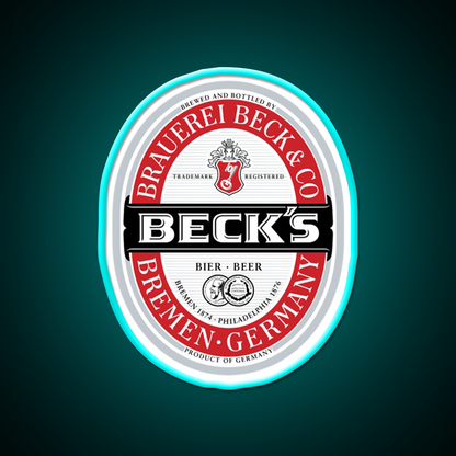 Beck Beer Logo Local Beer Brewery Logo Beer Bar Decor Led Neon Sign Rgb Color - Size and dimension reference
