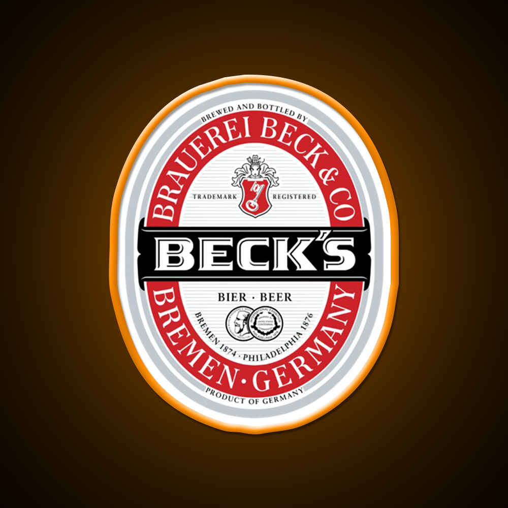 Beck Beer Logo Local Beer Brewery Logo Beer Bar Decor Led Neon Sign Rgb Color - LED neon sign view 6