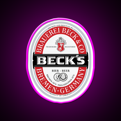 Beck Beer Logo Local Beer Brewery Logo Beer Bar Decor Led Neon Sign Rgb Color - Neon sign mounted on wall in room